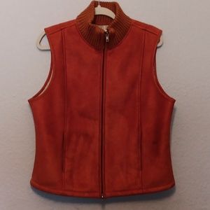 Chadwick's cozy winter vest, ginger orange, cozy wool material inside, LARGE